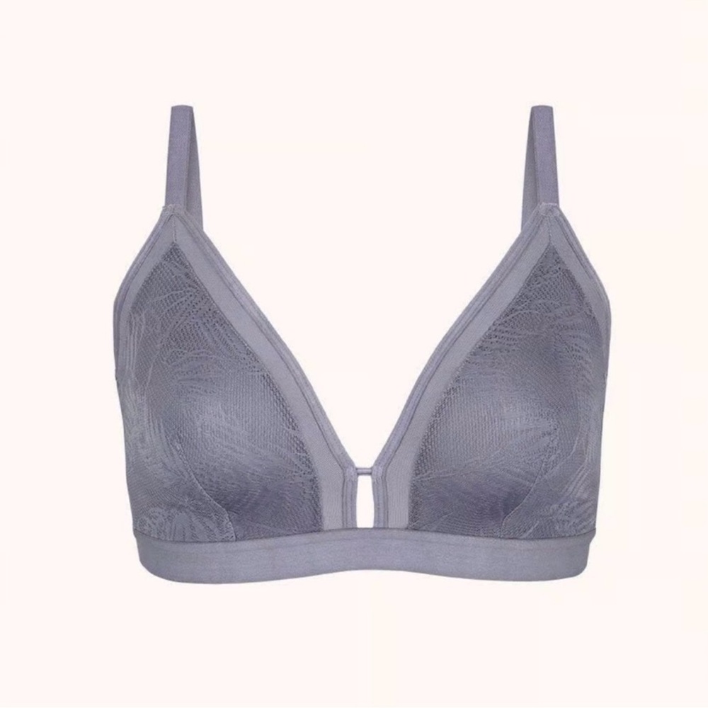 Lively | Busty Bralette | Gray Palm Fronds | unlined | size 2 34DDD/ 36-D-DDD